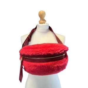 MaxMara Red Wool Furry Belt Bag NWOT
